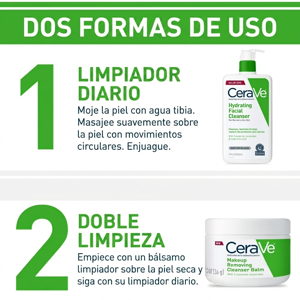 CeraVe Hydrating Facial Cleanser para piel normal a seca, limpiador facial hidratante diario, 16 fl oz