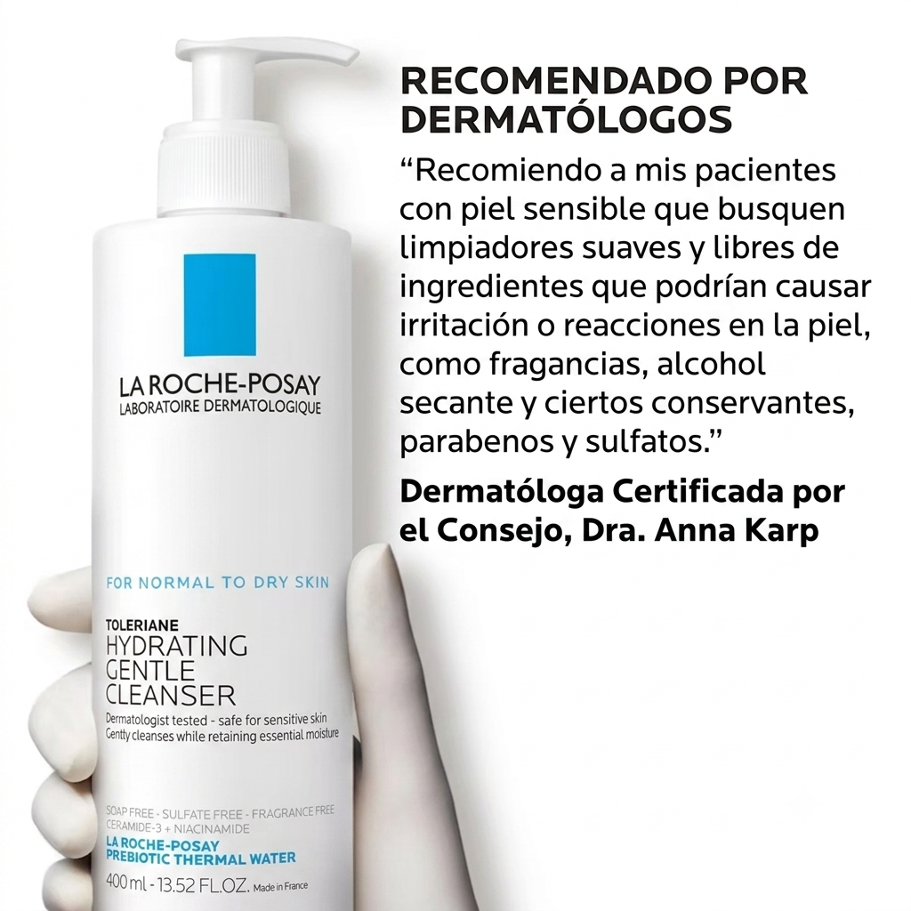 La Roche-Posay Toleriane Hydrating Gentle Facial Cleanser, limpiador facial hidratante para piel normal a seca