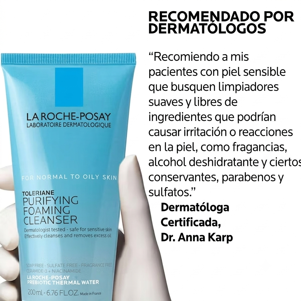 La Roche-Posay Toleriane Purifying Foaming Facial Cleanser para piel normal a grasa, limpiador facial espumoso